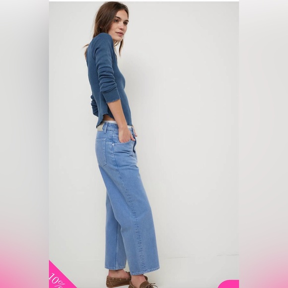 FREE PEOPLE DEEP TRANCE MID-RISE DROPPED BOYFRIEND DENIM, OCEAN, Sz 27  NWT - Picture 3 of 8